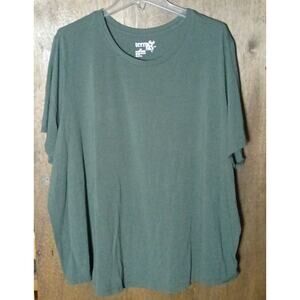 Terra & Sky Women 3x Army Green Soft Scoop Neck Short Sleeve T-shirt